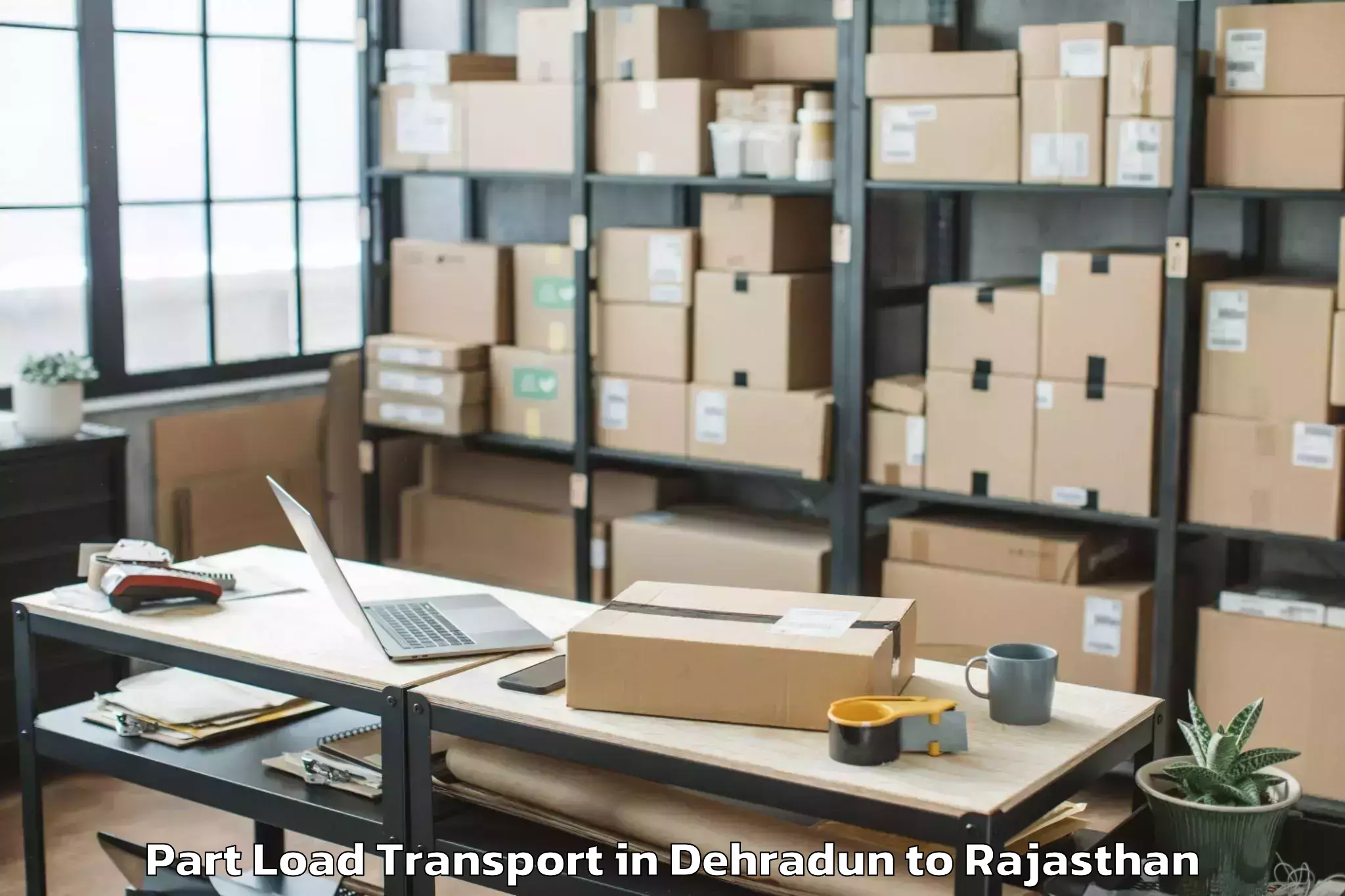 Top Dehradun to Mewar University Chittorgarh Part Load Transport Available